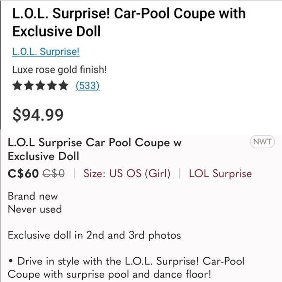 New L.O.L. Surprise Car Pool Coupe with Doll - Picture 4 of 7